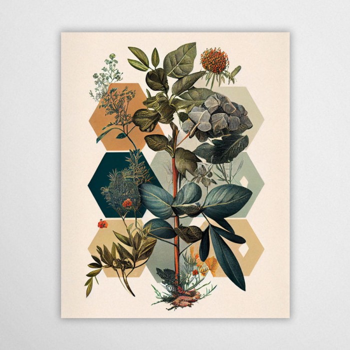 geo roślinne Hex - plakat