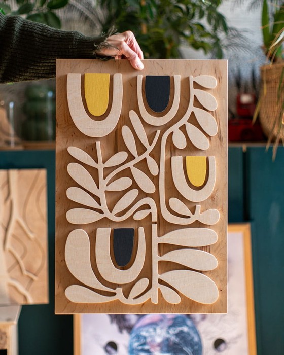 drewniany obraz przestrzenny