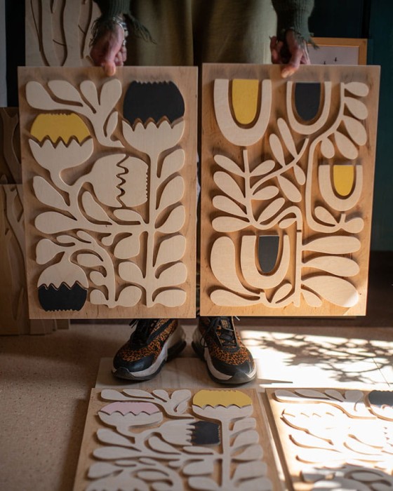 drewniany obraz przestrzenny