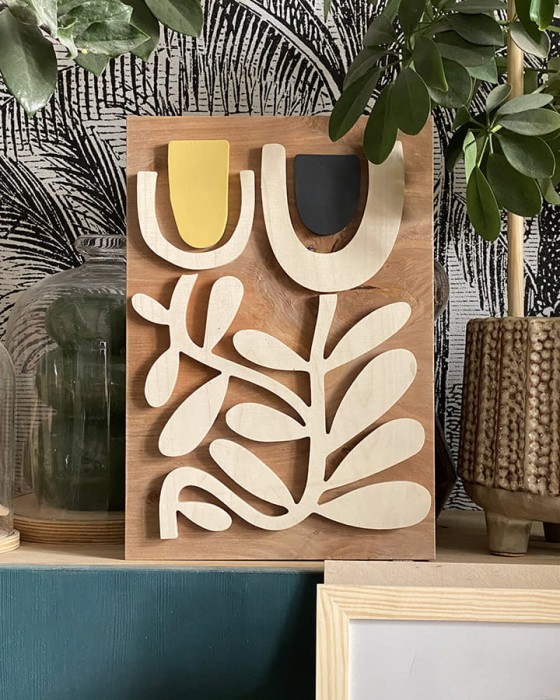 kwiaty III - drewniany obraz przestrzenny