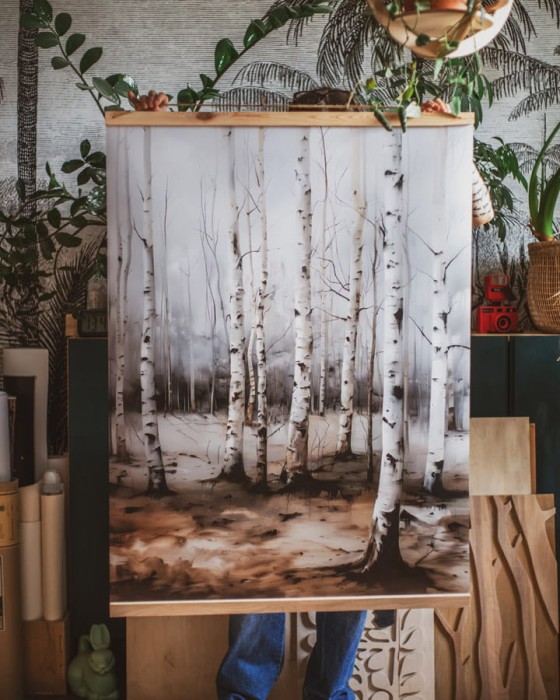 dekoracyjna plansza z motywem brzóz