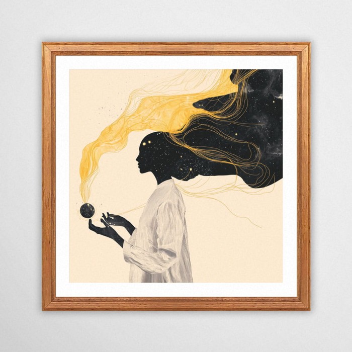 Kosmiczna Tkaczka - plakat w drewnianej ramie