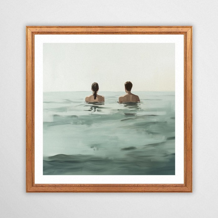 kąpiel w morzu - plakat w drewnianej ramie