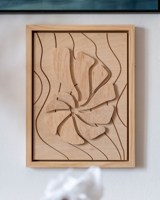 muszla - drewniany obraz przestrzenny