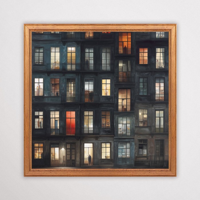 kamienica - plakat w drewnianej ramie