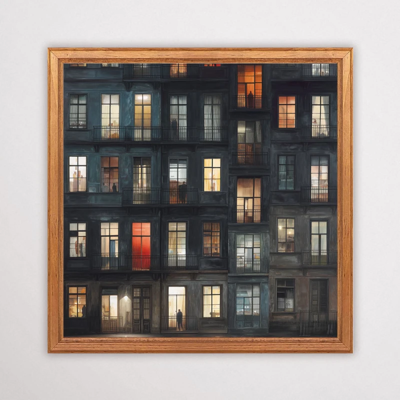 kamienica - plakat w drewnianej ramie