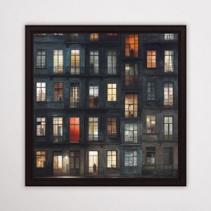 kamienica - plakat w czarnej drewnianej ramie