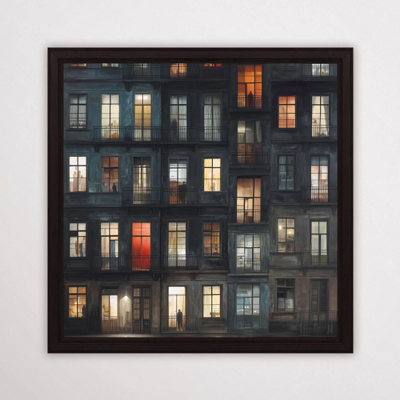 kamienica - plakat w czarnej drewnianej ramie