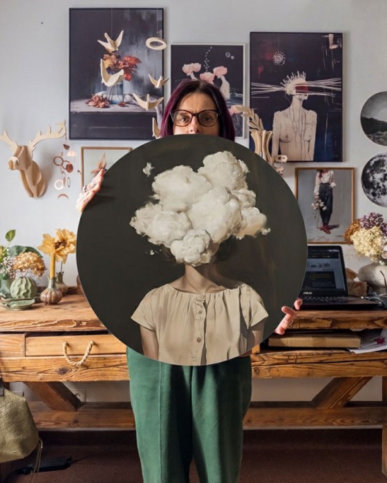 głowa w chmurach - duża dekoracja ścienna