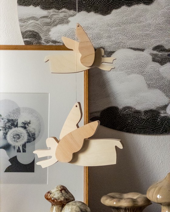 anioły drewniane - zawieszka