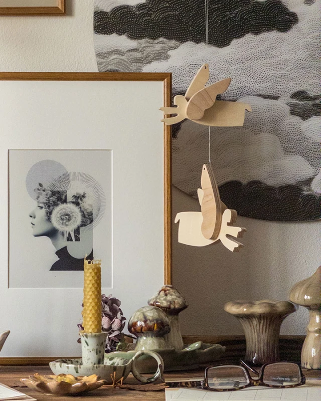 anioły drewniane - zawieszka