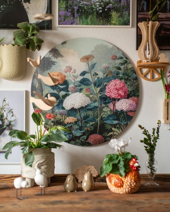 ogród hortensji - duża dekoracja ścienna