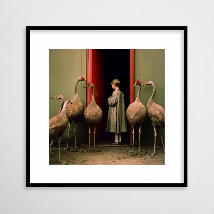 Ptaszarnia - plakat w czarnej ramie