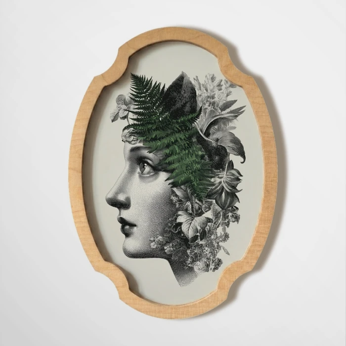królowa paproci - grafika w owalnej ramce