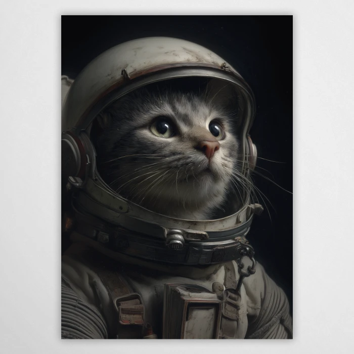 plakat kot astronauta