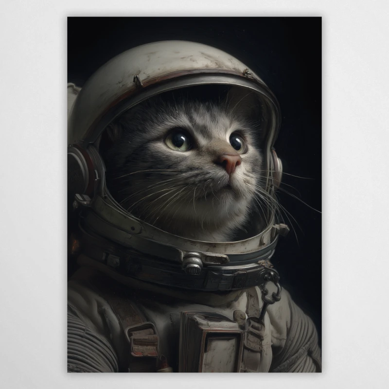 plakat kot astronauta